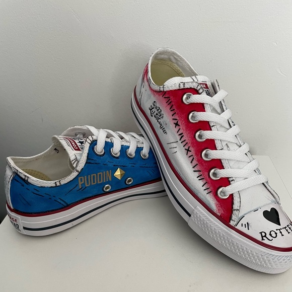 Custom Hand Painted Harley Quinn Inspired Converse All Star Sneakers - Picture 5 of 6